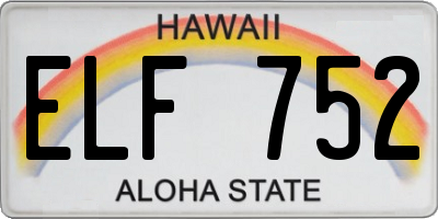 HI license plate ELF752