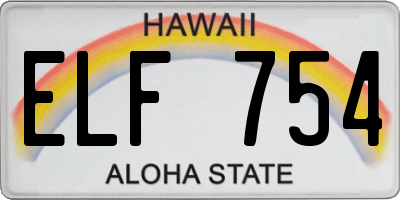 HI license plate ELF754