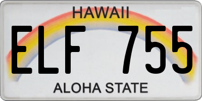 HI license plate ELF755