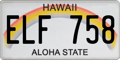 HI license plate ELF758