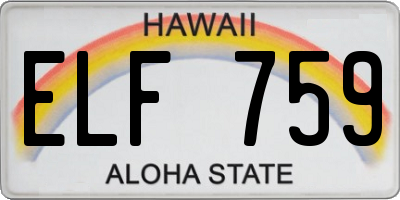 HI license plate ELF759