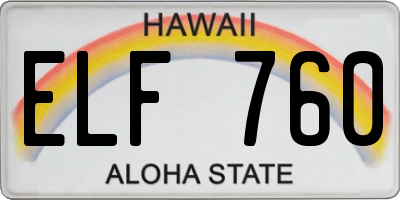 HI license plate ELF760