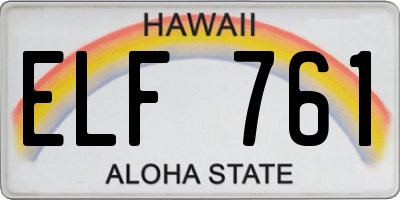 HI license plate ELF761