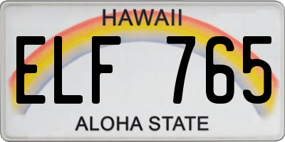 HI license plate ELF765