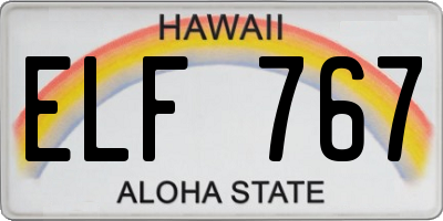 HI license plate ELF767