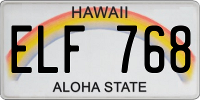 HI license plate ELF768