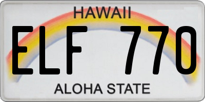 HI license plate ELF770