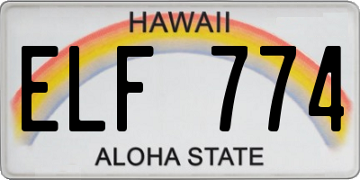 HI license plate ELF774