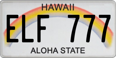 HI license plate ELF777