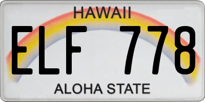 HI license plate ELF778