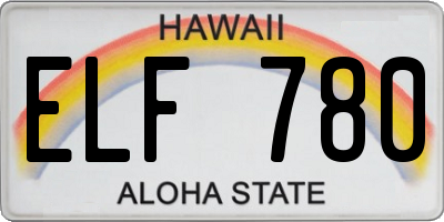 HI license plate ELF780