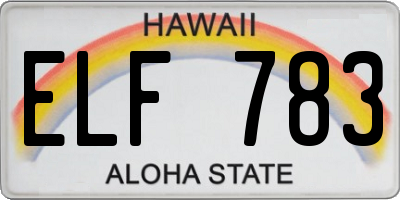 HI license plate ELF783
