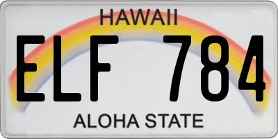 HI license plate ELF784