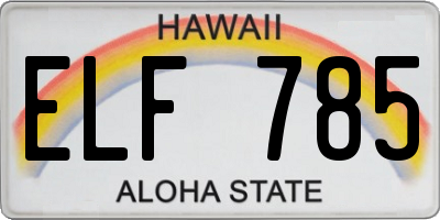 HI license plate ELF785