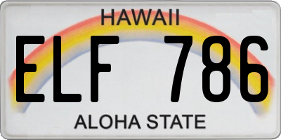 HI license plate ELF786