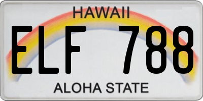 HI license plate ELF788