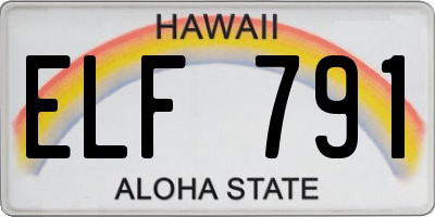 HI license plate ELF791