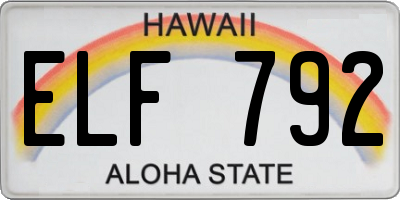 HI license plate ELF792