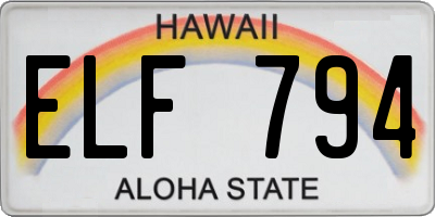HI license plate ELF794