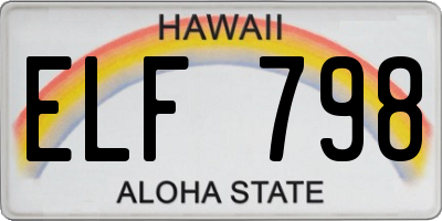 HI license plate ELF798