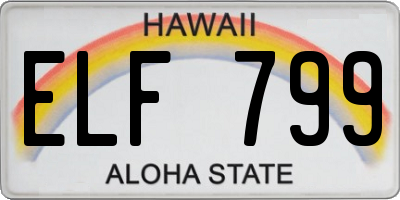 HI license plate ELF799