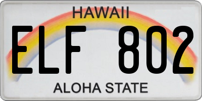 HI license plate ELF802