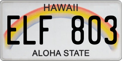 HI license plate ELF803