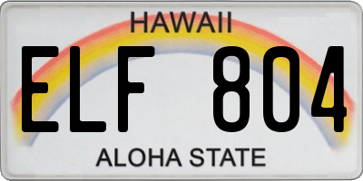 HI license plate ELF804