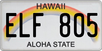 HI license plate ELF805