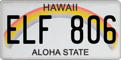 HI license plate ELF806