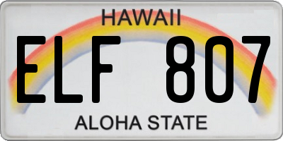HI license plate ELF807