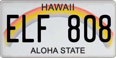 HI license plate ELF808