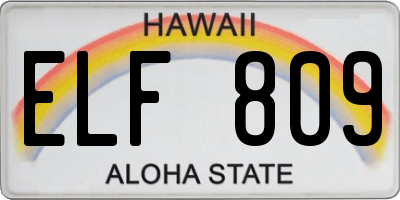 HI license plate ELF809