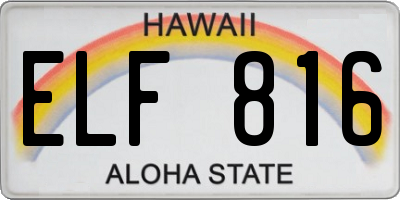 HI license plate ELF816