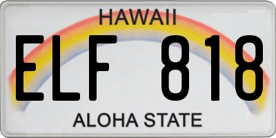 HI license plate ELF818