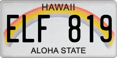 HI license plate ELF819