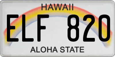 HI license plate ELF820