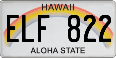 HI license plate ELF822