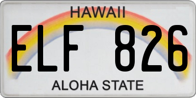 HI license plate ELF826