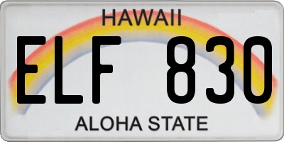 HI license plate ELF830
