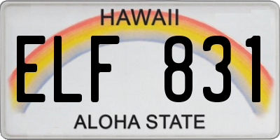 HI license plate ELF831