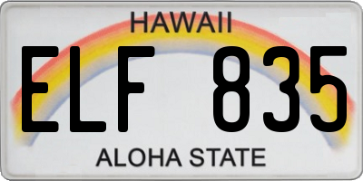 HI license plate ELF835