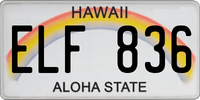 HI license plate ELF836