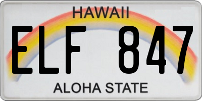HI license plate ELF847