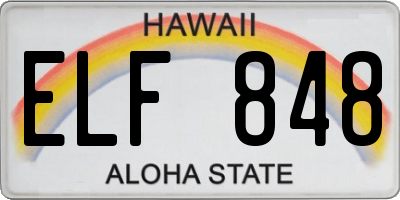 HI license plate ELF848