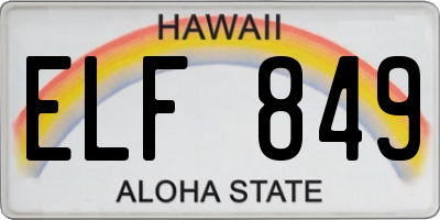 HI license plate ELF849