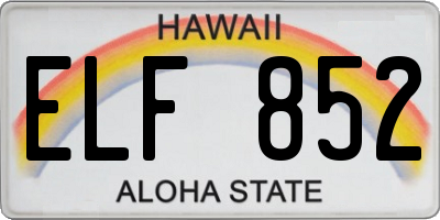 HI license plate ELF852