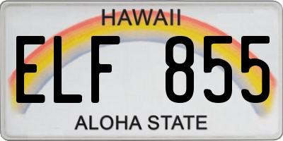 HI license plate ELF855