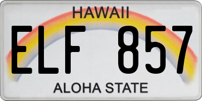 HI license plate ELF857