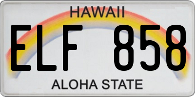 HI license plate ELF858